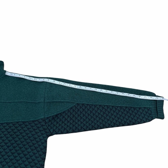 MENS XL EIR GREEN & BLACK 100% WOOL SWEATER OVERSIZED FIT - Picture 7 of 11